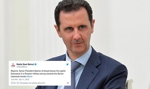 Tin đồn về việc Tổng thống Bashar al-Assad chạy khỏi Syria lan tràn trên mạng. Ảnh: Getty/Twitter