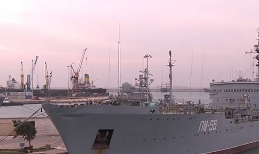 Tàu chiến Nga tại quân cảng Tartus, Syria. Ảnh: ToI.