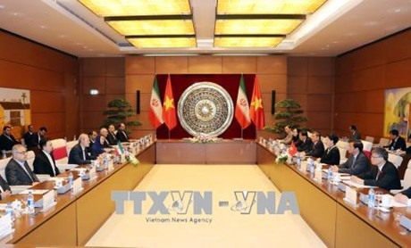 Chủ tịch Quốc hội Nguyễn Thị Kim Ngân hội đàm với Chủ tịch Quốc hội Cộng hòa Hồi giáo Iran Ali Ardeshir Larijani. Ảnh: TTXVN. 