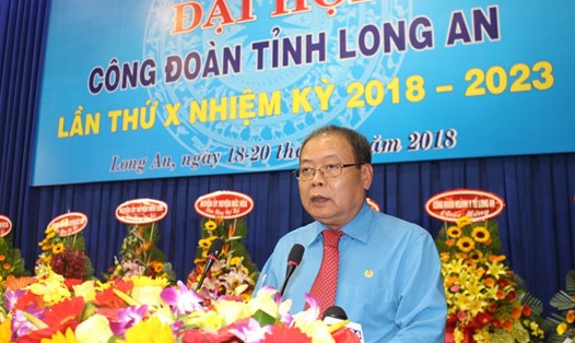Phó Chủ tịch Tổng LĐLĐVN Trần Văn Lý phát biểu chỉ đạo tại đại hội. Ảnh: PV