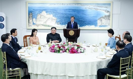 Tổng thống Hàn Quốc phát biểu tại bữa tiệc. Ảnh: TTXVN