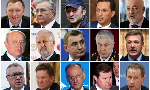 Những nhà tài phiệt Nga trong danh sách trừng phạt của Mỹ. Hàng đầu từ trái qua: Oleg Deripaska, Vladimir Bogdanov, Suleiman Kerimov, Kirill Shamalov, Viktor Vekselberg. Ảnh: Reuters