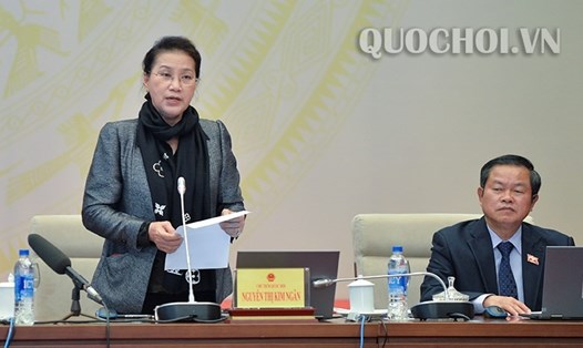 Chủ tịch Quốc hội Nguyễn Thị Kim Ngân phát biểu tại phiên họp của Ủy ban thường vụ Quốc hội (Ảnh: QH)