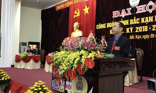 Chủ tịch LĐLĐ tỉnh Bắc Kạn phát biểu khai mạc Đại hội.