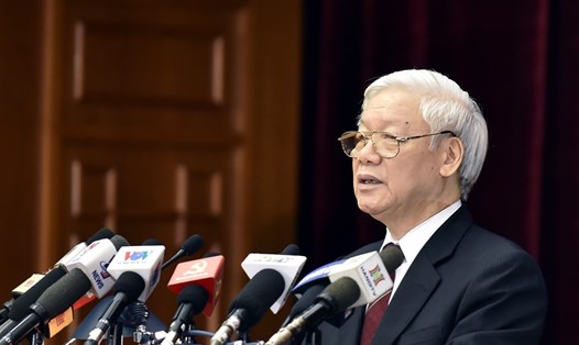 Tổng Bí thư Nguyễn Phú Trọng phát biểu bế mạc Hội nghị lần thứ bảy Ban Chấp hành Trung ương Đảng khóa XII.