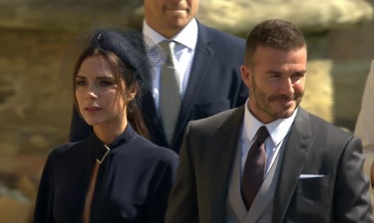 David và Victoria Beckham tại đám cưới Hoàng tử Harry.