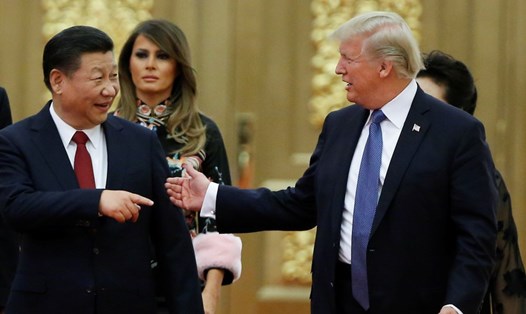 Tổng thống Donald Trump dự quốc yến do Chủ tịch Tập Cận Bình chủ trì tại Bắc Kinh ngày 9.11.2017. Ảnh: Reuters