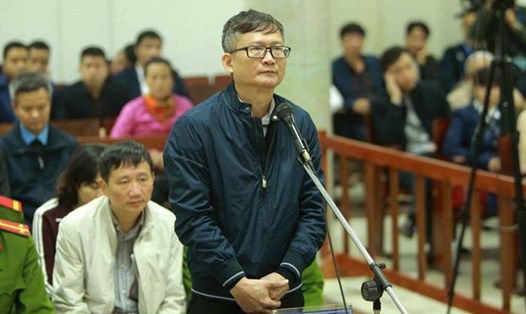 Bị cáo Đinh Mạnh Thắng trong phiên tòa sơ thẩm.