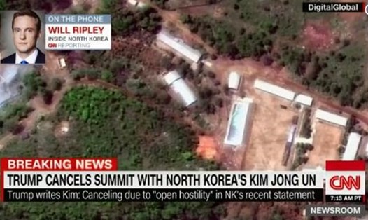 Phóng viên CNN Will Ripley điện thoại từ Triều Tiên. Ảnh chụp màn hình. 