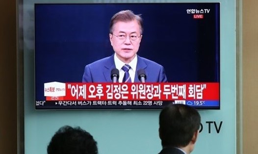 Tổng thống Hàn Quốc thông báo kết quả thượng đỉnh liên Triều lần 2. Ảnh: Yonhap. 