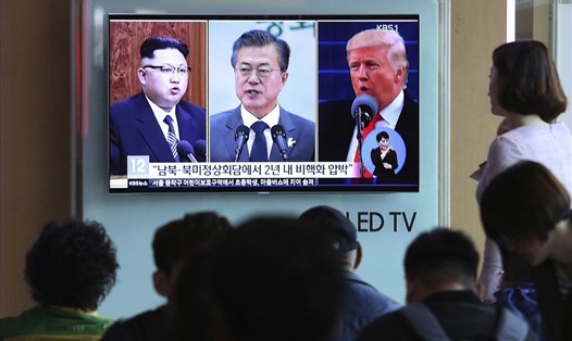 Thượng đỉnh ba bên Mỹ-Hàn-Triều phụ thuộc vào kết quả của thượng đỉnh Trump-Kim. Ảnh: AP