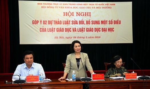Bà Bùi Thị Thanh - Phó Chủ tịch UBTƯ MTTQ Việt Nam phát biểu tại hội nghị. Ảnh: Kỳ Anh