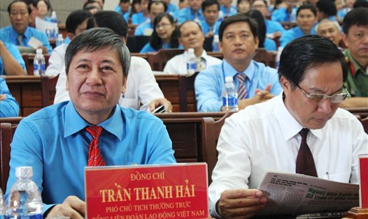 Đồng chí Trần Thanh Hải - Phó Chủ tịch Thường trực Tổng LĐLĐVN dự Đại hội. Ảnh: Trần Tuấn