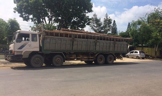 Xe gỗ bị Bộ Công an bắt giữ tại thị trấn Ea T’Ling (Đắk Nông).