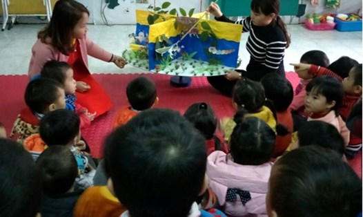 Một tiết dạy học của giáo viên mầm non ở huyện Phú Bình (tỉnh Thái Nguyên).