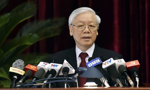 Tổng Bí thư Nguyễn Phú Trọng phát biểu khai mạc Hội nghị Trung ương 7 khóa XII của Đảng (Ảnh: NB)