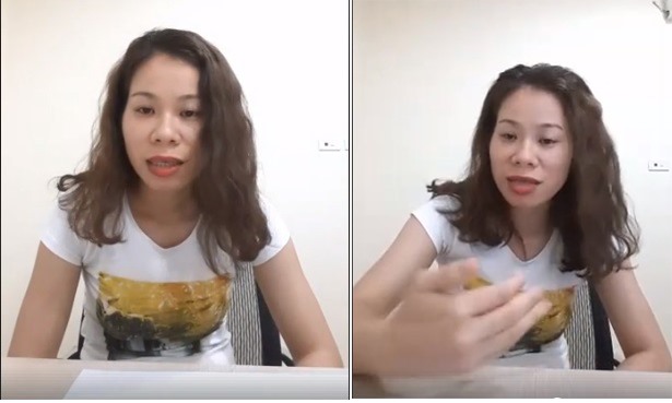 Bà Nguyễn Thị Kim Tuyến livestream nói về vụ việc ồn ào những ngày qua (Ảnh cắt từ clip) 