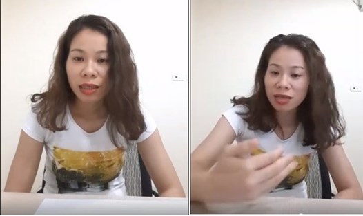 Bà Nguyễn Thị Kim Tuyến livestream nói về vụ việc ồn ào những ngày qua (Ảnh cắt từ clip) 