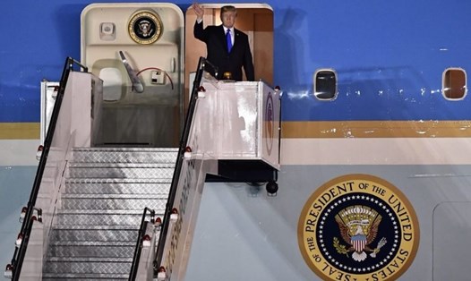 Tổng thống Mỹ Donald Trump đến Singapore. Ảnh: ST.
