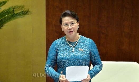Chủ tịch Quốc hội Nguyễn Thị Kim Ngân phát biểu tại kỳ họp thứ 5 Quốc hội khóa XIV