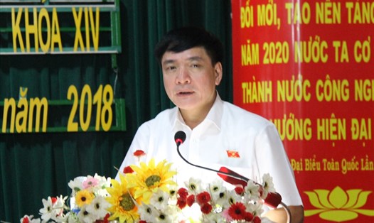 ĐBQH, Chủ tịch Tổng LĐLĐVN Bùi Văn Cường phát biểu tại buổi tiếp xúc cử tri TP.Pleiku (Gia Lai).