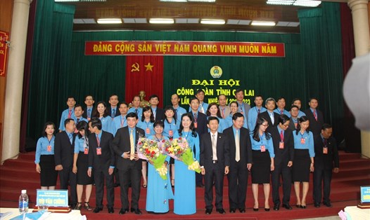 Đại hội Công đoàn tỉnh Gia Lai ra mắt Ban Chấp hành gồm 34 đồng chí. Ảnh: PV