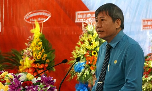 Đồng chí Trần Thanh Hải - Phó Chủ tịch Thường trực Tổng LĐLĐ Việt Nam - phát biểu tại đại hội. Ảnh: NHẬT HỒ