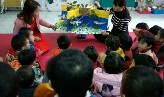 Một tiết dạy học của giáo viên mầm non ở huyện Phú Bình (tỉnh Thái Nguyên).