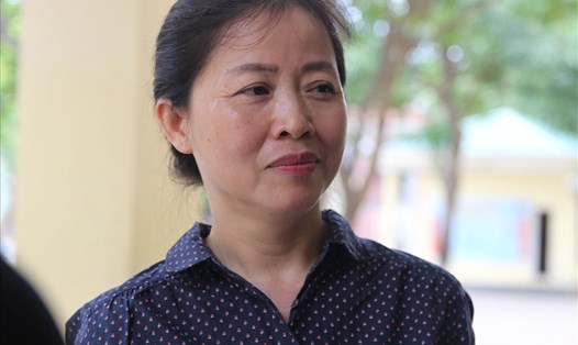 Bà Nguyễn Thị Thanh Vân thí sinh đặc biệt tại điểm thi tỉnh Nghệ An. Ảnh:HL