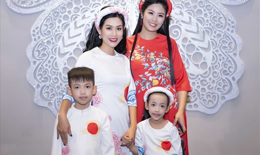 Diễn viên Hà Hương cùng hai con cùng tham gia sự kiện thiện nguyện của Hoa hậu Ngọc Hân. Ảnh: DSC