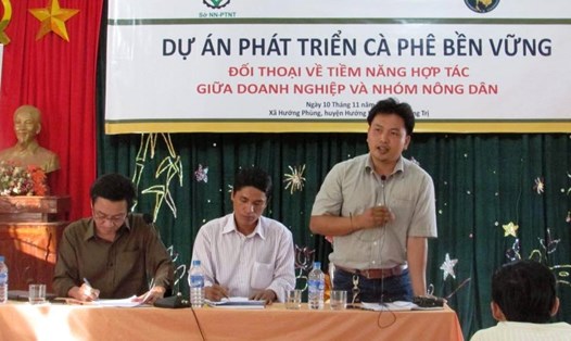 Doanh nhân Trần Quang Hải trong hội thảo về cà phê. Ảnh: PV