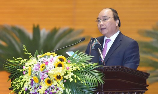 Thủ tướng Chính phủ Nguyễn Xuân Phúc dự, phát biểu chỉ đạo hội nghị Quân chính toàn quân. Ảnh: VGP.