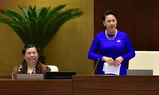 Chủ tịch Quốc hội Nguyễn Thị Kim Ngân kết luận phiên chất vấn Bộ trưởng Đào Ngọc Dung. Ảnh: Quốc Khánh