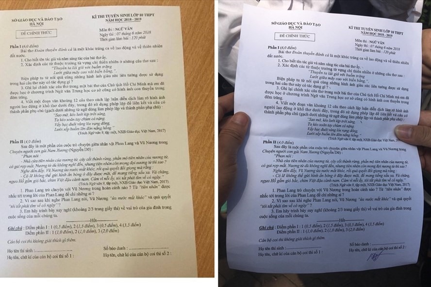 Đề thi môn Văn vào lớp 10 tại Hà Nội bị "lọt" ra ngoài.