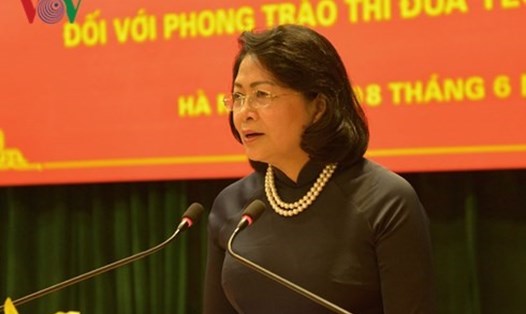Phó Chủ tịch Nước Đặng Thị Ngọc Thịnh phát biểu tại hội thảo. Ảnh: VOV