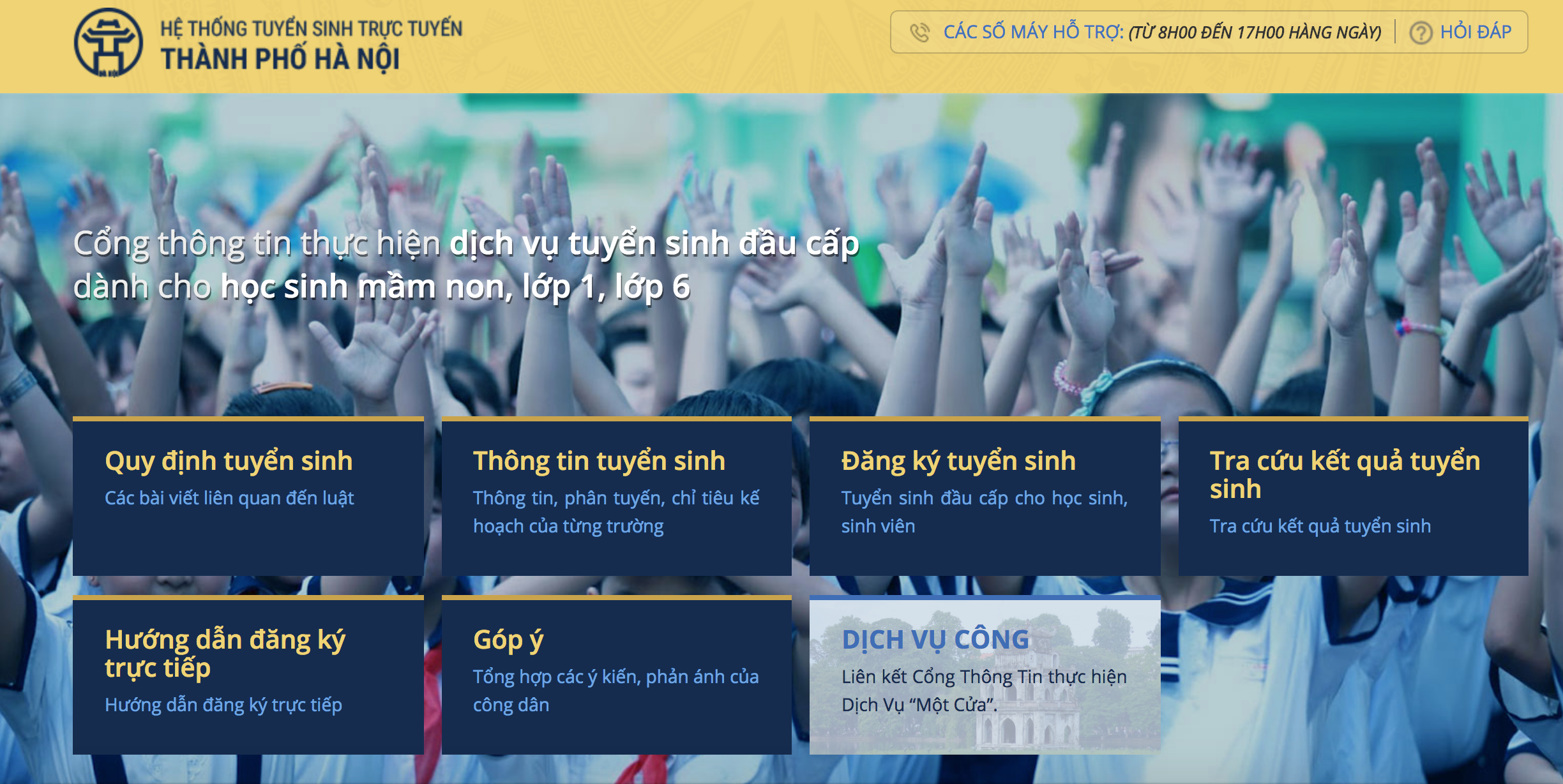 Trang thông tin đăng ký trực tuyến https://tsdaucap.hanoi.gov.vn/