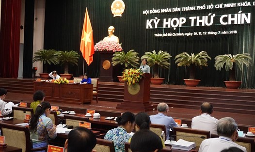 Chủ tịch HĐND TPHCM Nguyễn Thị Quyết Tâm phát biểu khai mạc kỳ họp thứ 9 HĐND TPHCM khóa IX, sáng 10.7. Ảnh: M.Q
