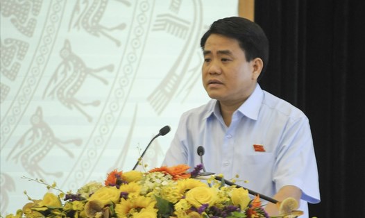 Chủ tịch UBND TP Hà Nội Nguyễn Đức Chung tại cuộc tiếp xúc cử tri.