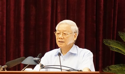 Tổng Bí thư Nguyễn Phú Trọng phát biểu chỉ đạo tại Hội nghị (Ảnh: Trần Vương)