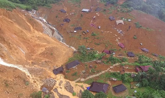 Bản Sáng Tùng, xã Tả Ngảo, huyện Sìn Hồ (tỉnh Lai Châu) bị “xóa sổ” hoàn toàn sau vụ sạt lở đất nghiêm trọng rạng sáng 24.6. Ảnh: PCTT