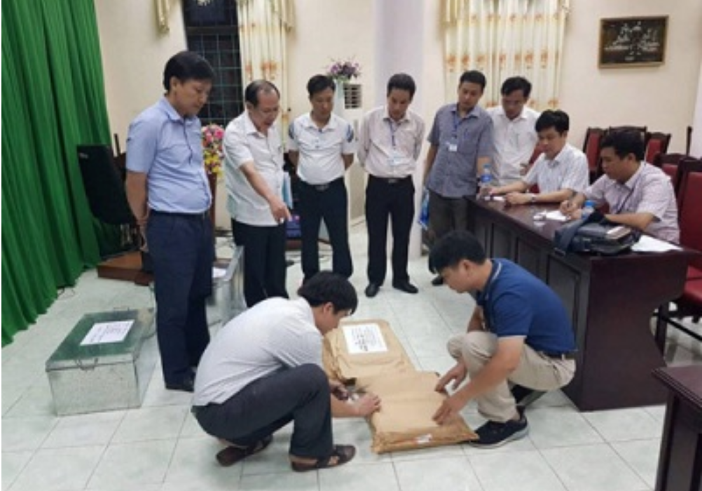 Rà soát công tác chấm thi tại Hà Giang. Ảnh: Cổng TT Bộ Công An 