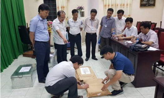 Rà soát công tác chấm thi tại Hà Giang. Ảnh: Cổng TT Bộ Công An 