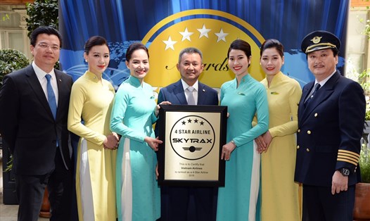 Vietnam Airlines năm thứ 3 liên tiếp được công nhận là hãng hàng không quốc tế 4 sao, chinh phục được những đánh giá khắt khe của Skytrax. Ảnh: Vietnam Airlines