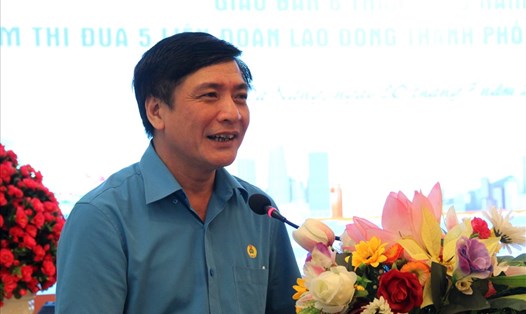 Chủ tịch Tổng LĐLĐVN Bùi Văn Cường phát biểu chỉ đạo tại Hội nghị Giao ban 6 tháng đầu năm 2018 cụm thi đua 5 LĐLĐ thành phố trực thuộc trung ương.