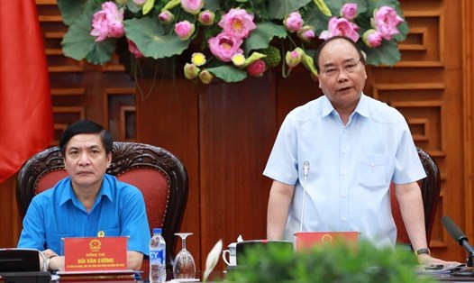 Thủ tướng Nguyễn Xuân Phúc phát biểu tại buổi làm việc. Ảnh: Hải Nguyễn 
