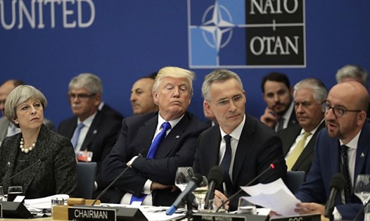 Tổng thống Donald Trump dự hội nghị thượng đỉnh NATO tháng 5.2017. Ảnh: AP