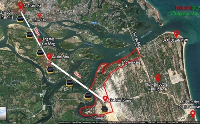 Dự án cáp treo dài hơn 7km tại phố cổ Hội An với tổng mức đầu tư 2.150 tỉ đồng.