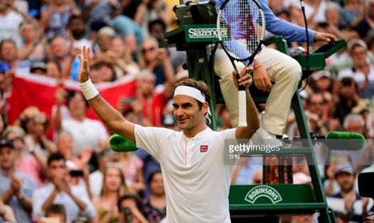 Roger Federer đã có chiến thắng thứ 175 trên mặt sân cỏ. Ảnh: Getty.