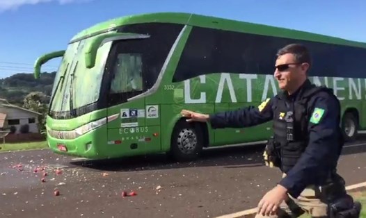 Xe buýt của tuyển Brazil bị CĐV tấn công bằng gạch đá, trứng