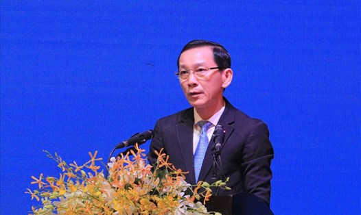 Ông Võ Thành Thống, Chủ tịch UBND TP.Cần Thơ phát biểu khai mạc hội nghị (ảnh: Trần Lưu)